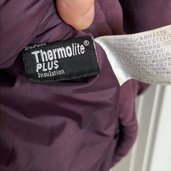 Worthington Plum Fox Fur Trim Hooded Winter Puffer Jacket - Size Medium - Picture 15 of 16